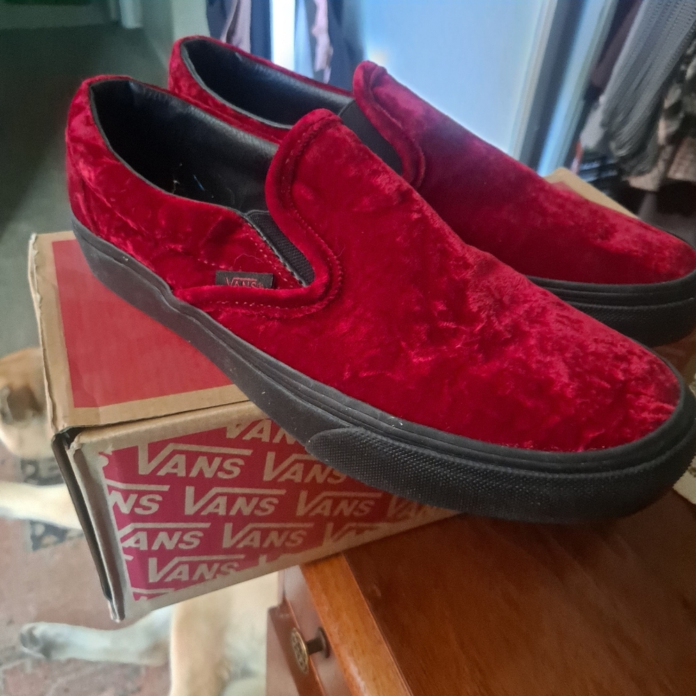 Velvet Vans slip on shoes